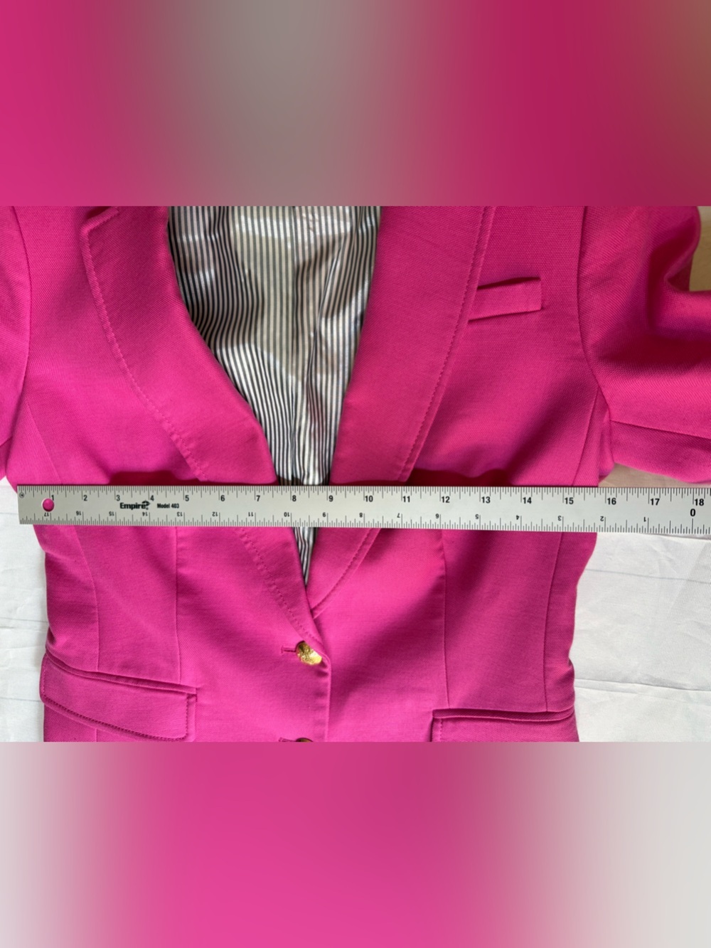 Banana Republic pink blazer with gold button, striped interior lining Petite - Picture 15 of 16